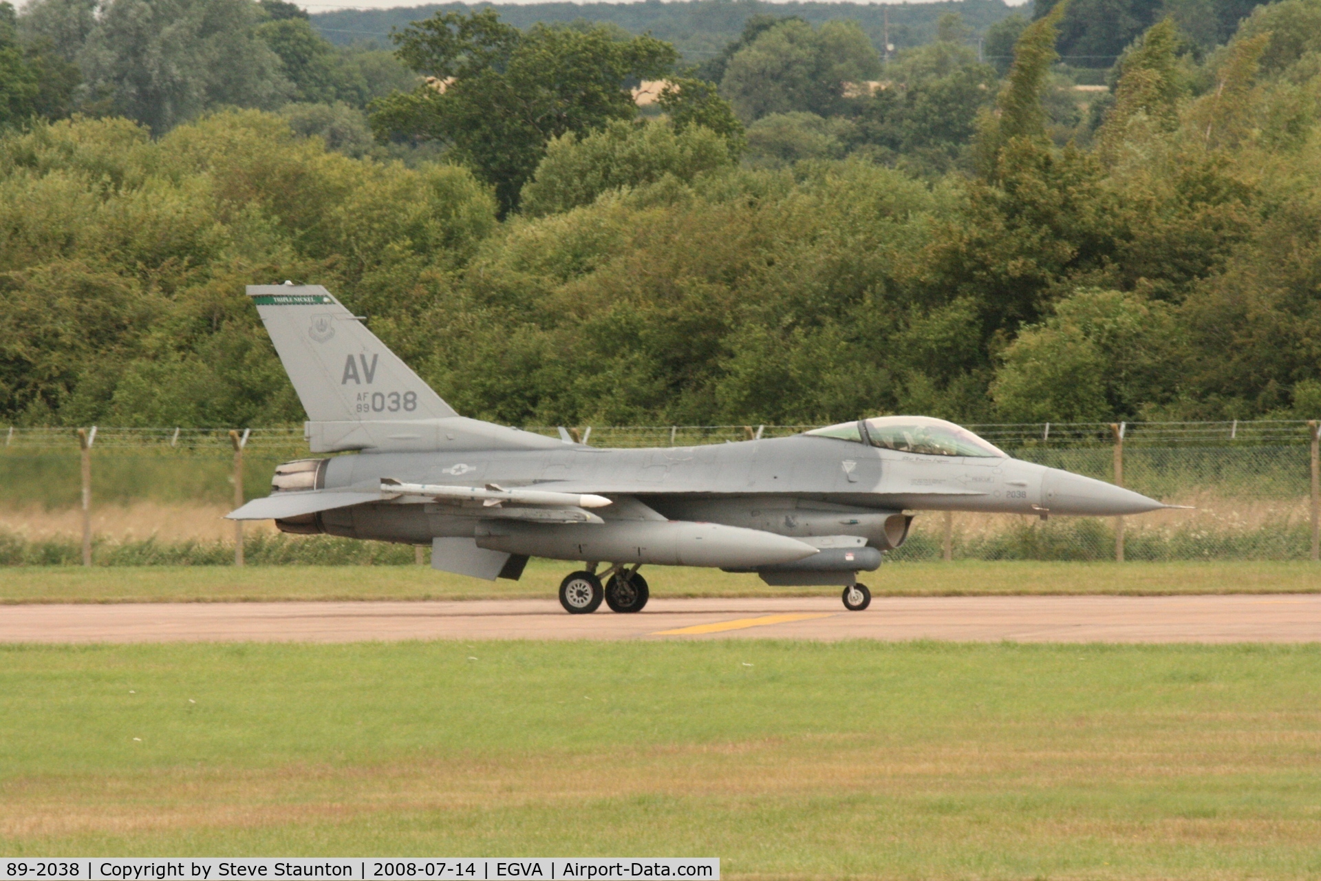 89-2038, 1989 General Dynamics F-16CG Night Falcon C/N 1C-191, Taken at the Royal International Air Tattoo 2008 during arrivals and departures (show days cancelled due to bad weather)