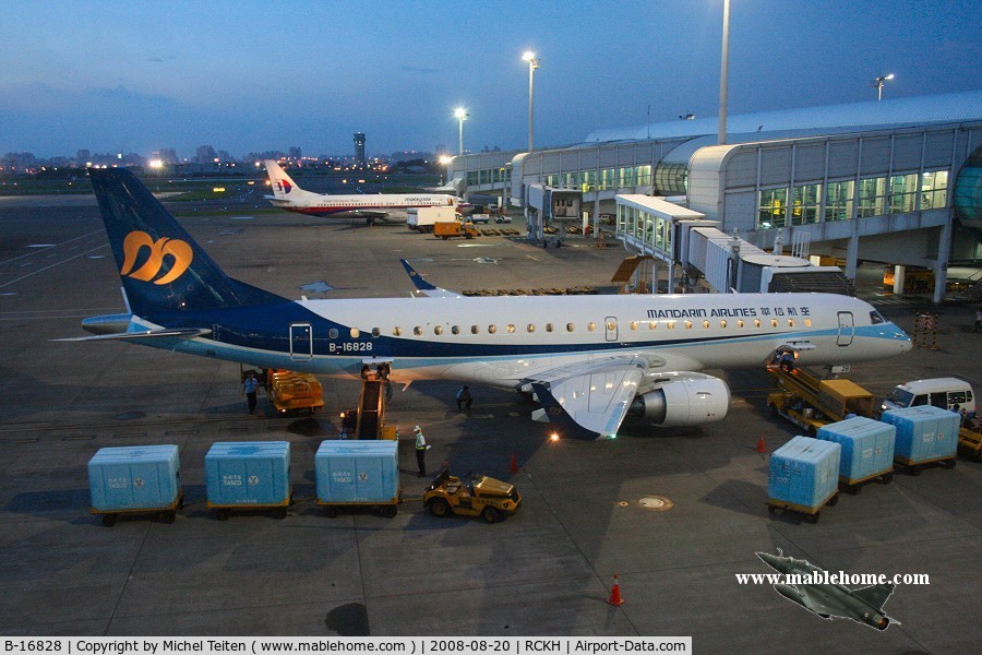 B-16828, 2008 Embraer 190AR (ERJ-190-100IGW) C/N 19000190, Mandarin Airlines CI198 waiting for its passengers to TPE