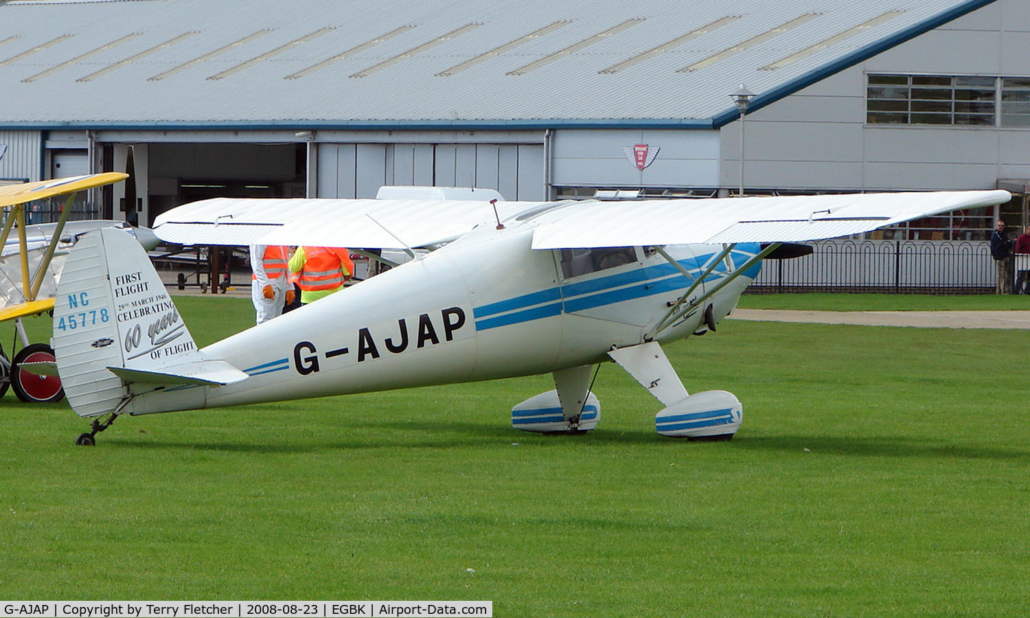 G-AJAP, 1946 Luscombe 8A Silvaire C/N 2305, 1946 Luscombe also wears NC45778 - Visitor to Sywell on 2008 Ragwing Fly-in day