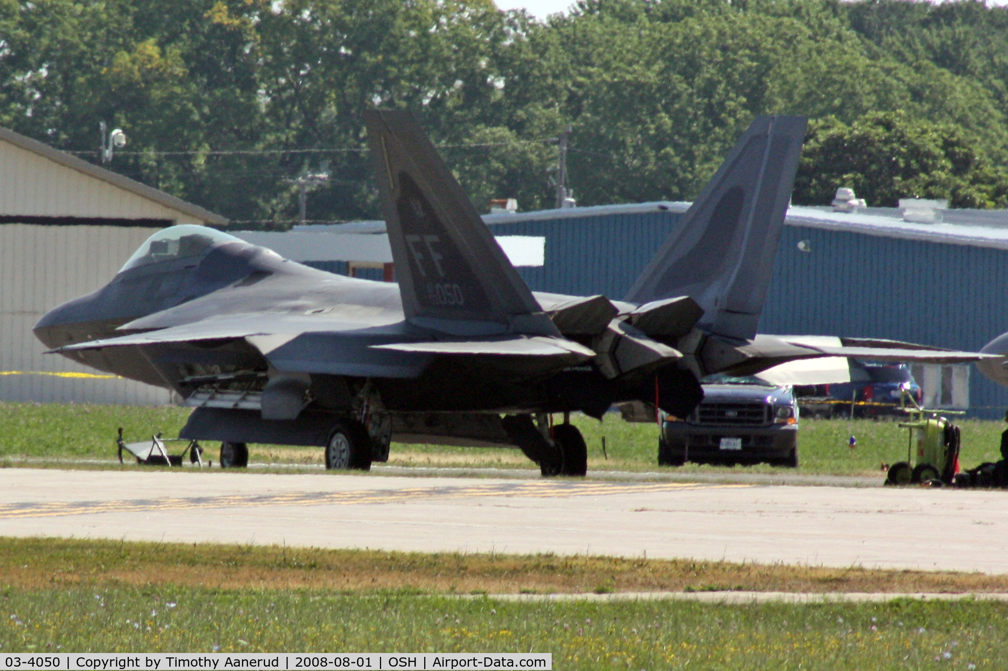 03-4050, 2003 Lockheed Martin F-22A Raptor C/N 4050, EAA AirVenture 2008, the F-22's were parked on the far side of the airfield