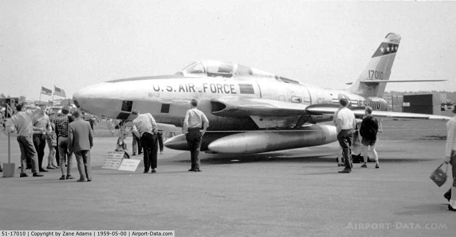 51-17010, 1951 Republic RF-84F Thunderflash C/N Not found 51-17010, RF-84F Thunderflash at Rhein Main AFB @ 1959 - this aircraft was later Transferred to the West German AF - Assigned to 3rd Squadron/AKG 52, based at Erding AB, as 