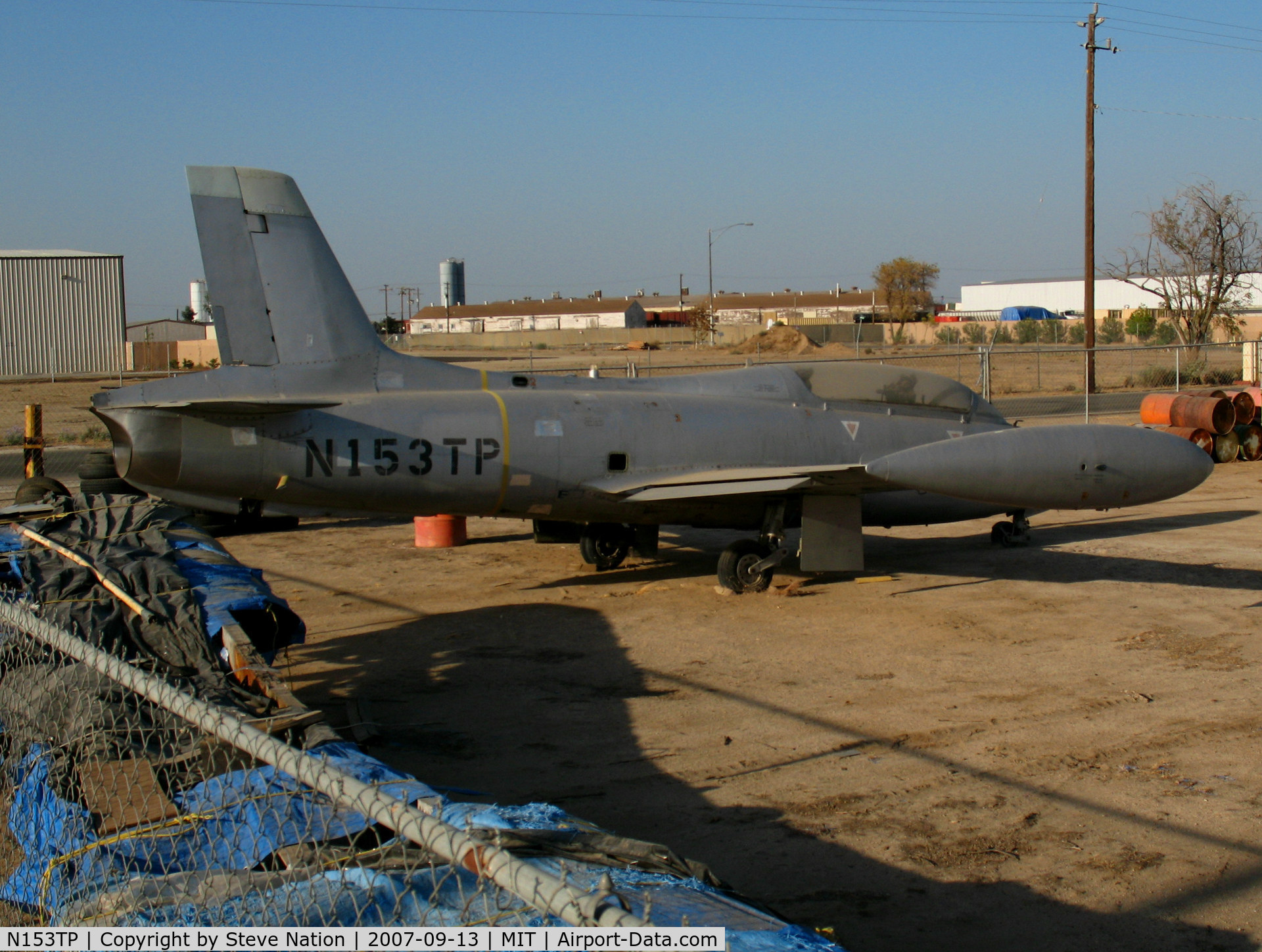 N153TP, 1993 Atlas MB-326M Impala 1 C/N 138/6369/A18, ex-Flight Research 1993 Aermacchi IMPALA MB-326M in museum yard at Minter Field (Shafter), CA