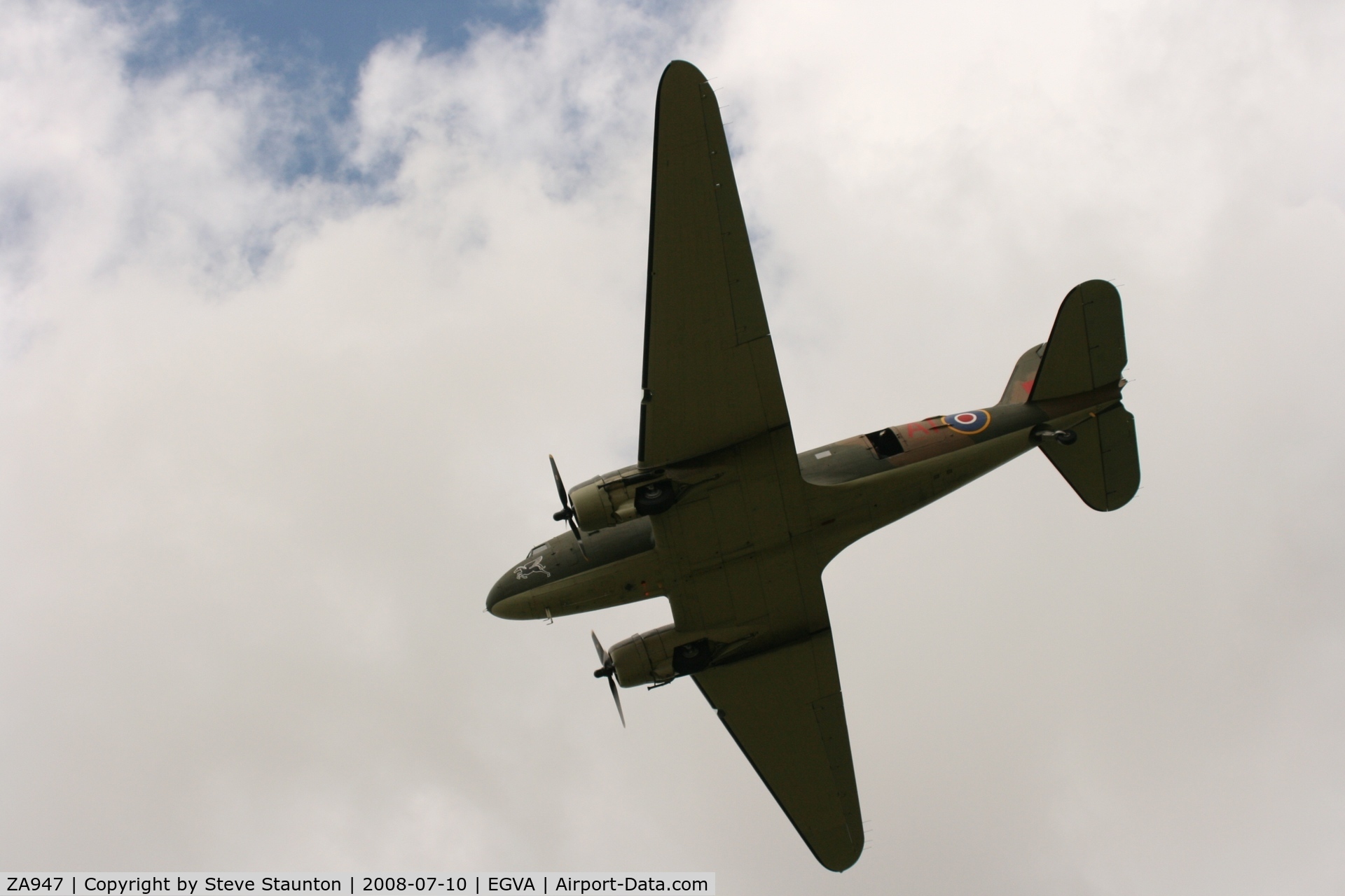 ZA947, 1943 Douglas C-47A-60-DL Dakota III C/N 10200, Taken at the Royal International Air Tattoo 2008 during arrivals and departures (show days cancelled due to bad weather)