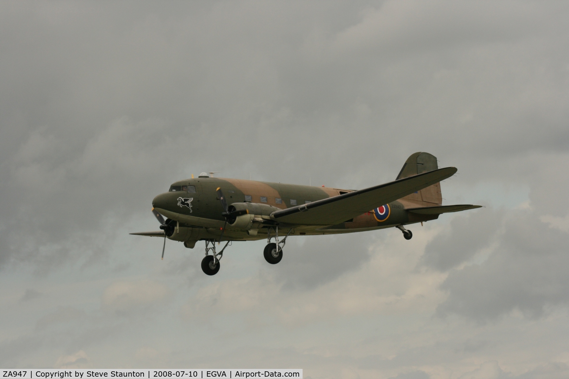 ZA947, 1943 Douglas C-47A-60-DL Dakota III C/N 10200, Taken at the Royal International Air Tattoo 2008 during arrivals and departures (show days cancelled due to bad weather)