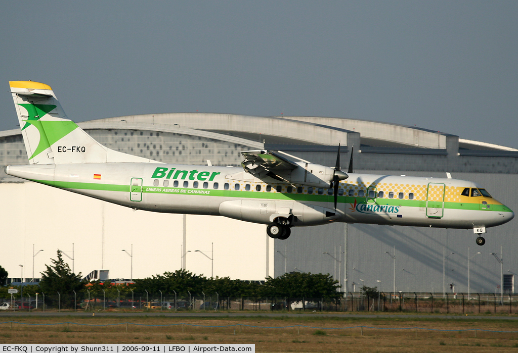 EC-FKQ, 1991 ATR 72-201 C/N 276, Landing rwy 14R for the last time in these c/s and with this operator...