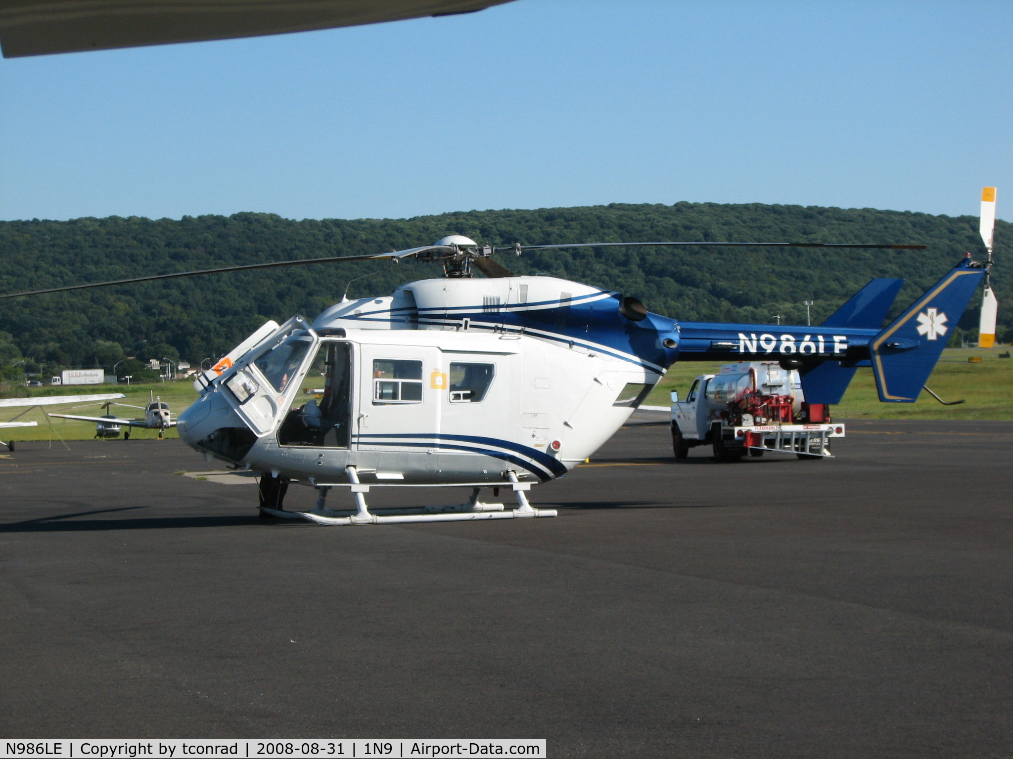 N986LE, 1983 Eurocopter-Kawasaki BK-117A-3 C/N 7003, at Queen City