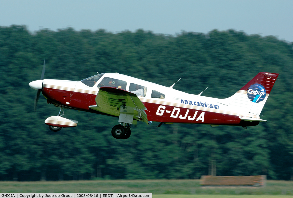 G-DJJA, 1984 Piper PA-28-181 Cherokee Archer II C/N 28-8490014, landing at Schaffen-Diest for the old timer fly in.