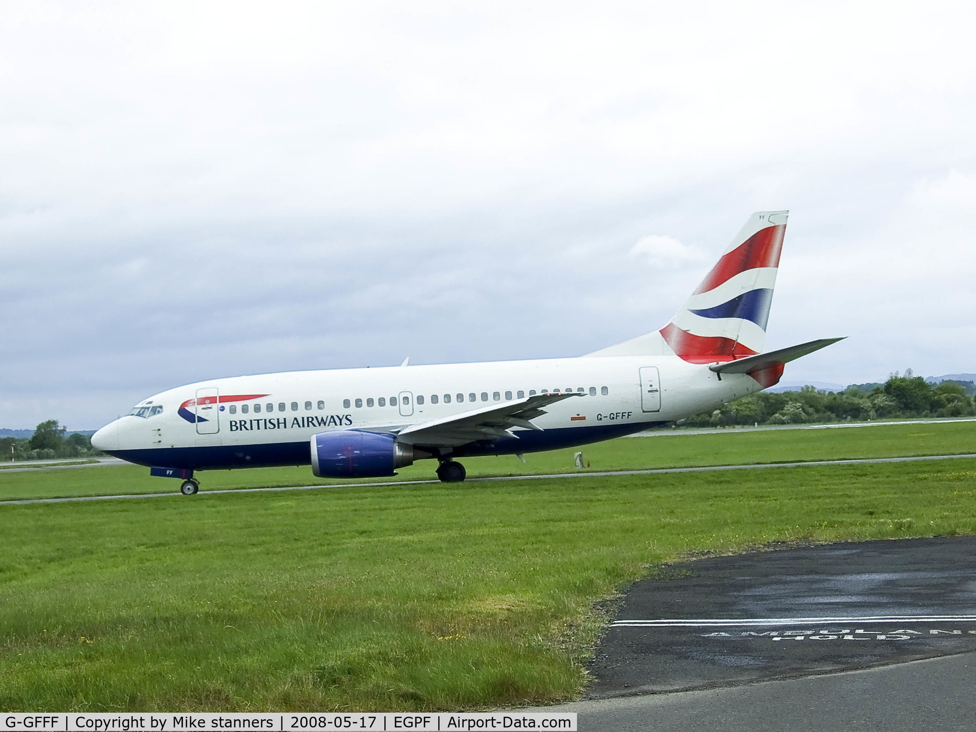 G-GFFF, 1990 Boeing 737-53A C/N 24754, BA 737 taxiing out of Glasgow for a flight to LHR