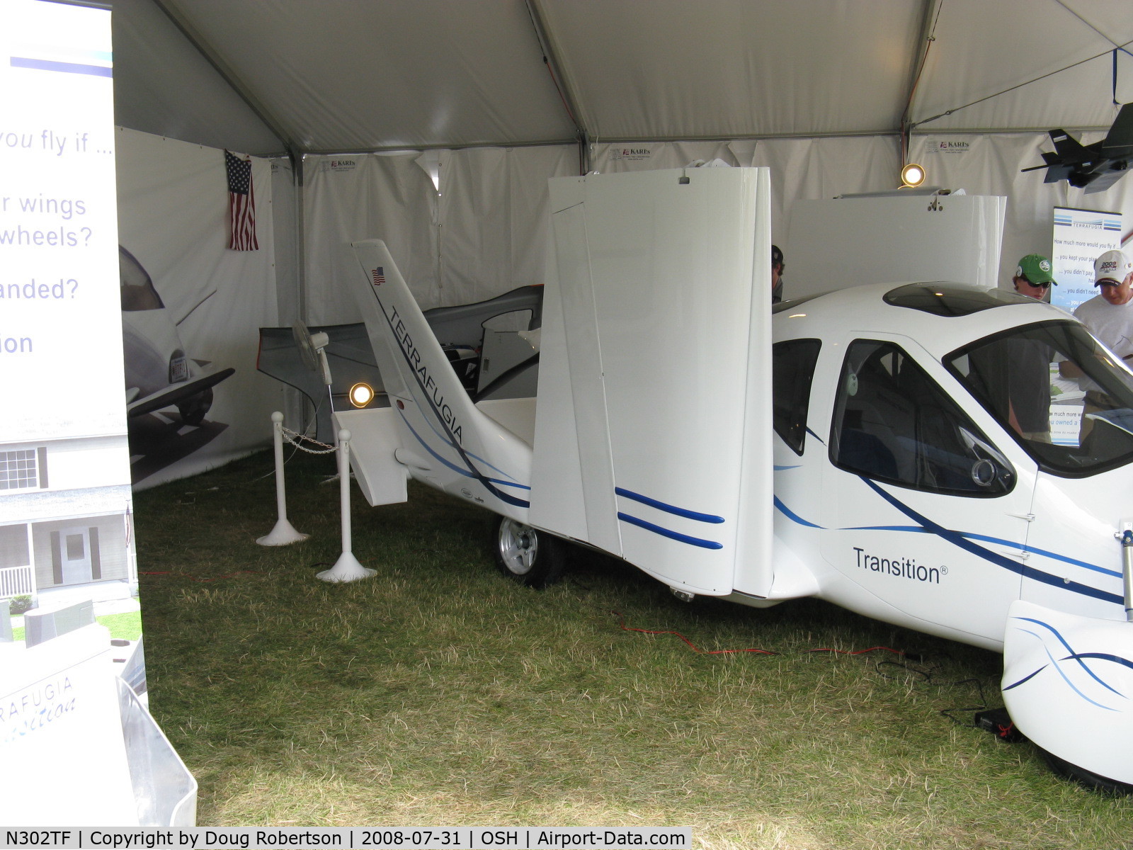 N302TF, 2008 Terrafugia Transition C/N D0001, 2008 Terrafugia TRANSITION canard foldable wing developmental roadable LSA, Rotax 912S 100 Hp pusher, designed to automotive crash safety standards, street-legal- with option of full-vehicle parachute recovery system. Target price: $194,000.