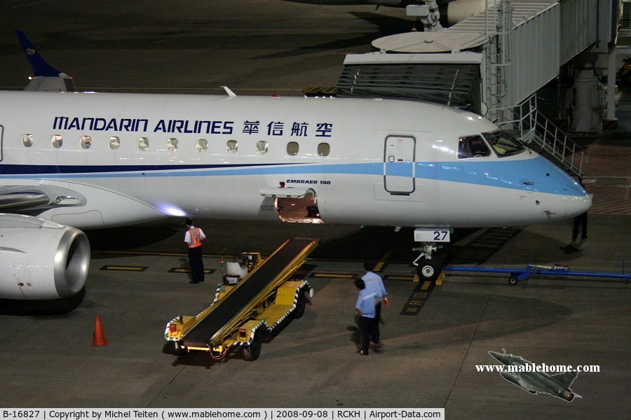 B-16827, 2008 Embraer 190AR (ERJ-190-100IGW) C/N 19000182, Mandarin Airlines