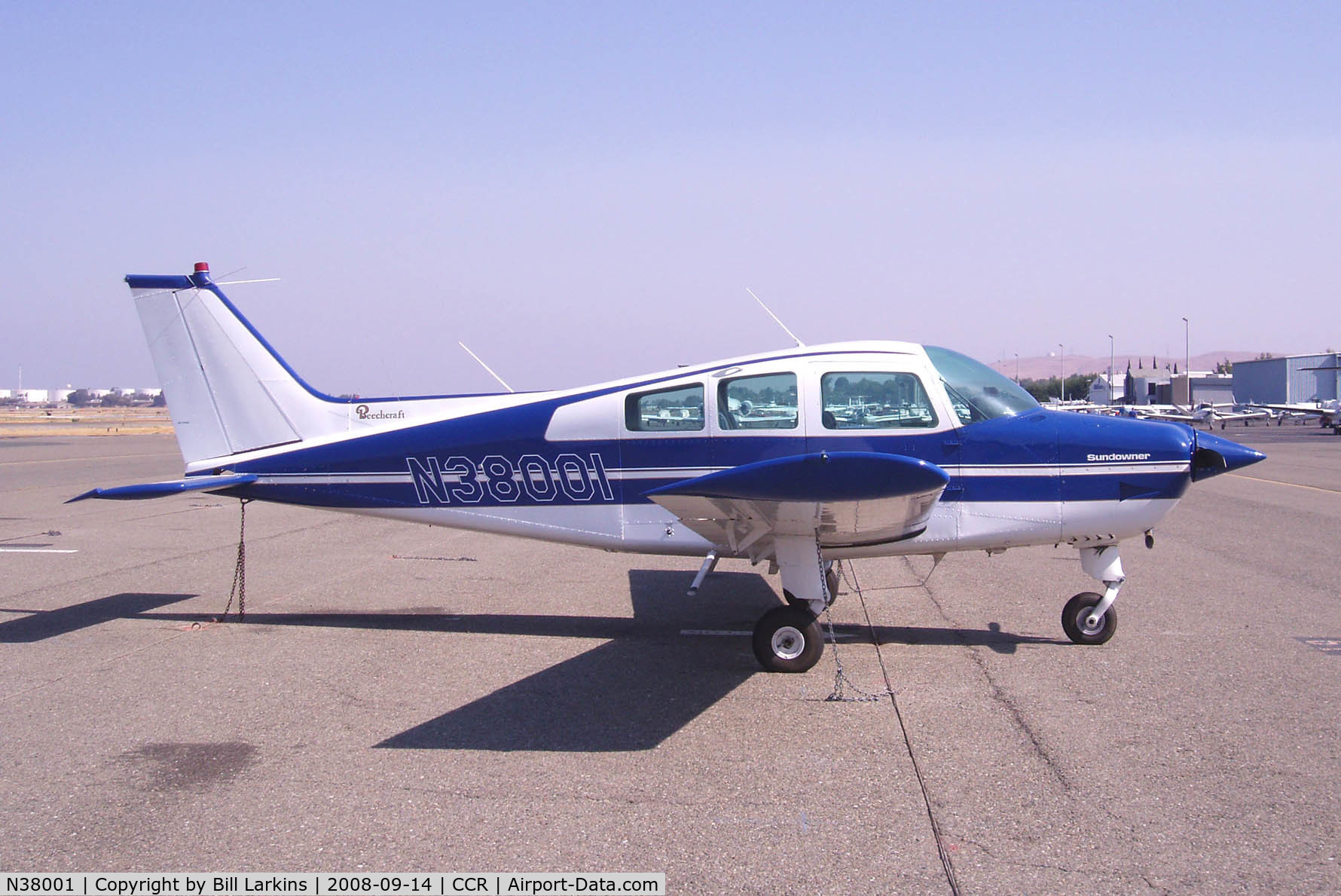 N38001, 1980 Beech C23 Sundowner 180 C/N M-2298, Colorful visitor from Chico.