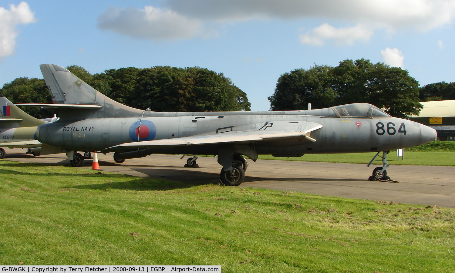 G-BWGK, 1955 Hawker Hunter GA.11 C/N HABL-003032, ex Royal Navy Hawker Hunter GA11 (VL-684) on display at Kemble 2008 - Saturday - Battle of Britain Open Day