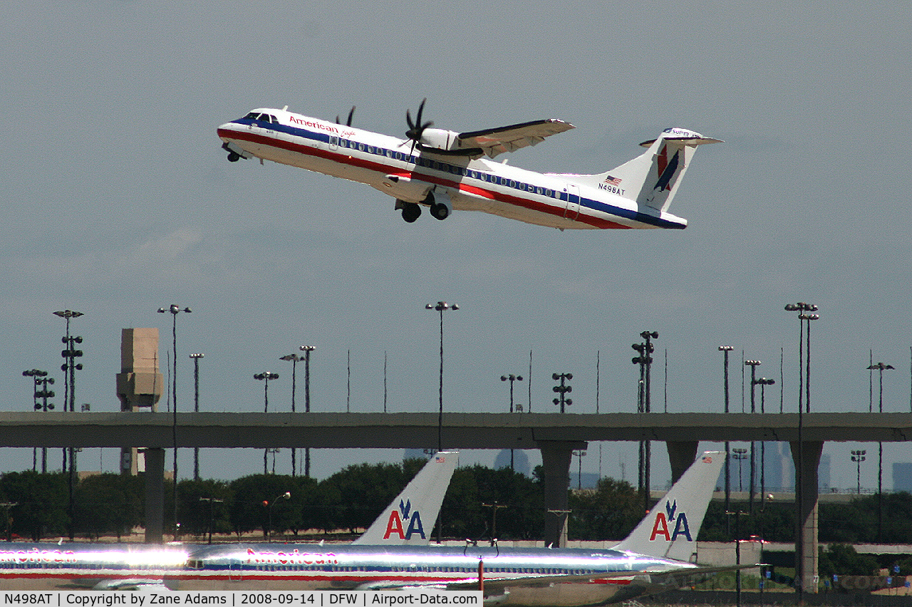 N498AT, 1997 ATR 72-212A C/N 498, American Eagle departing runway 36R at DFW