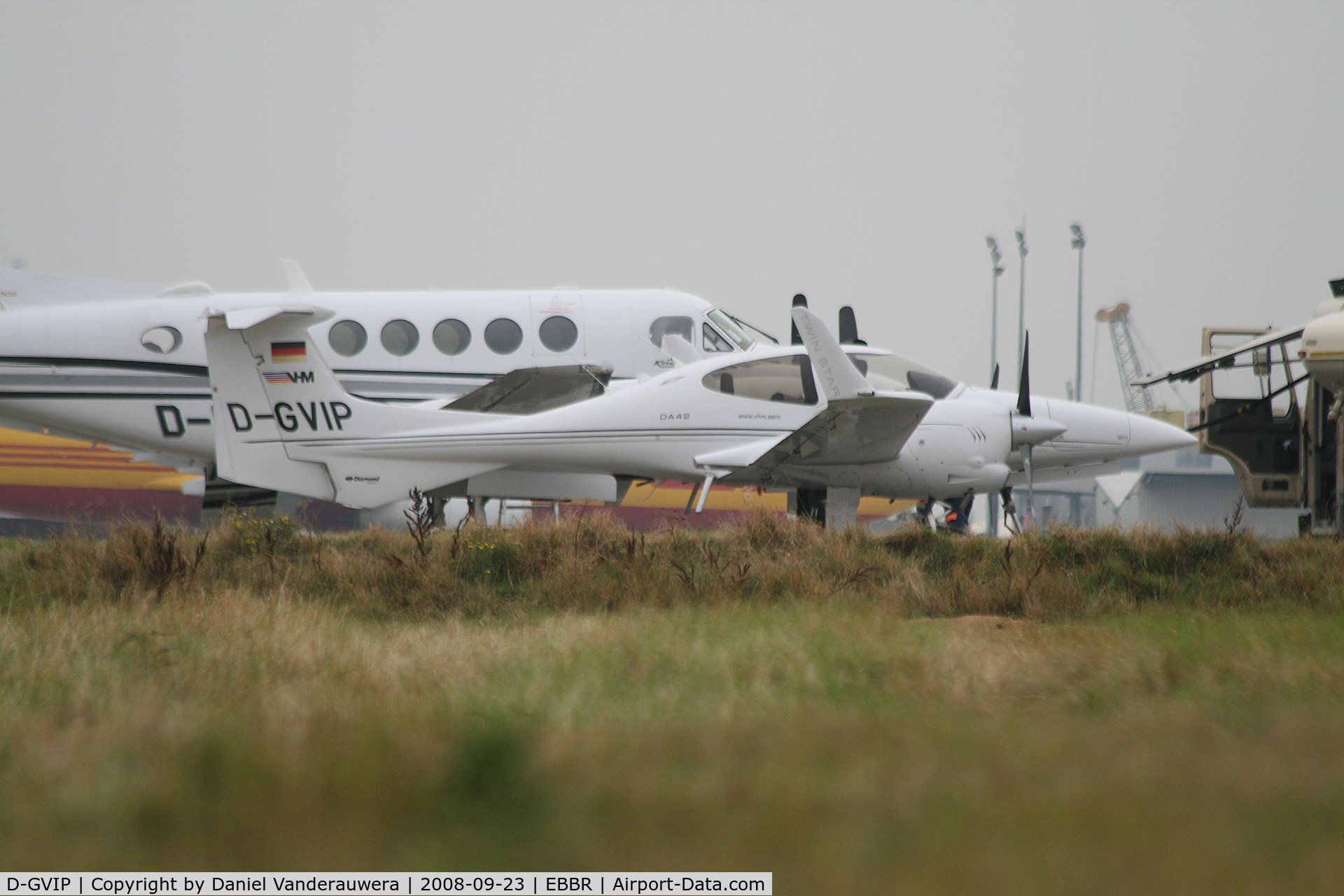 D-GVIP, 2007 Diamond DA-42 Twin Star C/N 42.257, parked on General Aviation apron (Abelag)