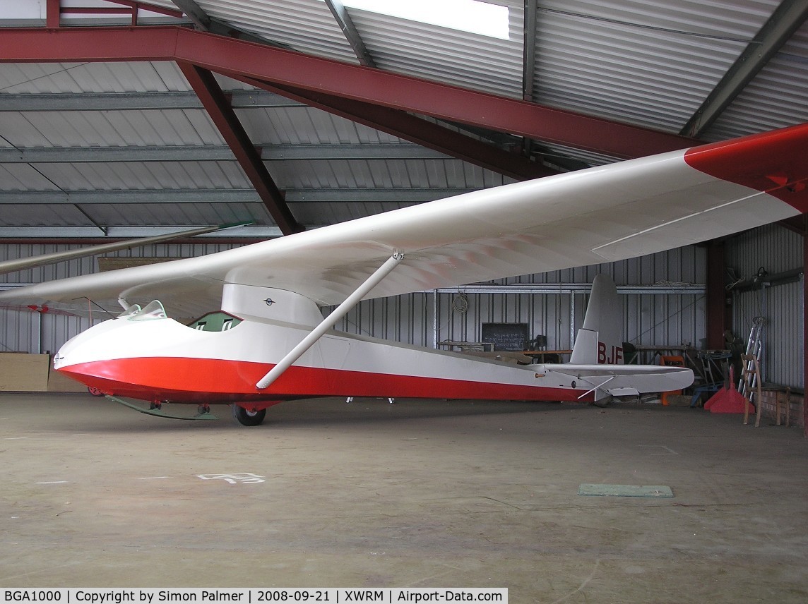 BGA1000, Slingsby T-21B Sedbergh C/N 1309, Slingsby T21B hangared at Wormingford