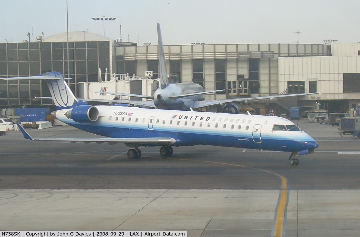 N738SK, 2005 Bombardier CRJ-700 (CL-600-2C10) Regional Jet C/N 10195, N738SK at LAX 29-09-2008