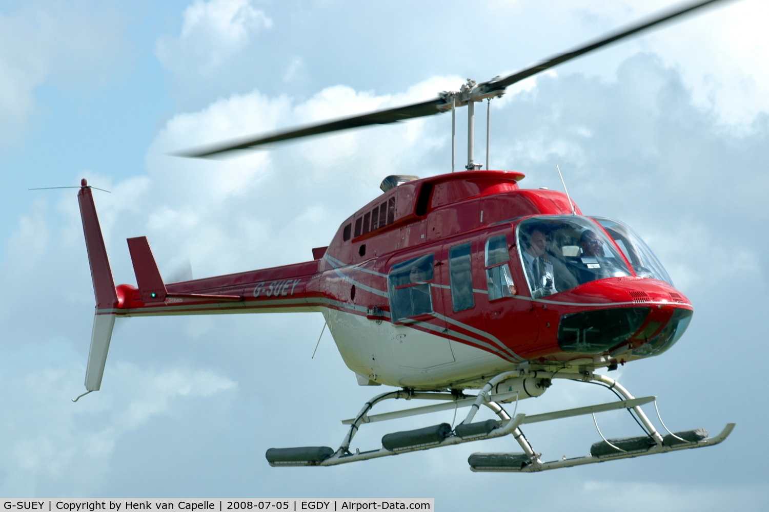 G-SUEY, 1981 Bell 206L-1 LongRanger II C/N 45612, This LongRanger was used for pleasure flights during RNAS Yeovilton Air Day 2008.