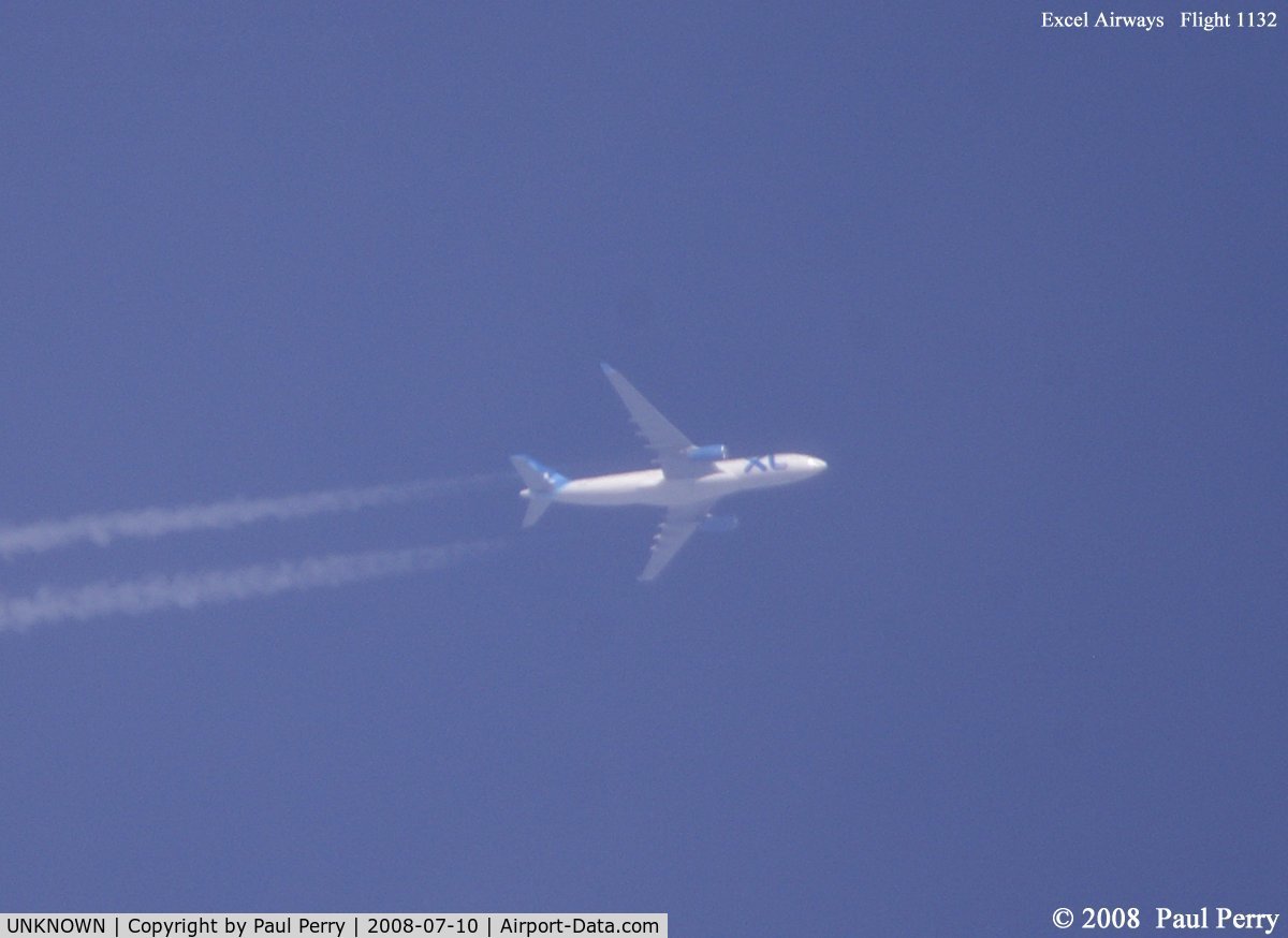 UNKNOWN, Contrails Various C/N Unknown, Excel Airways headed south over North Carolina