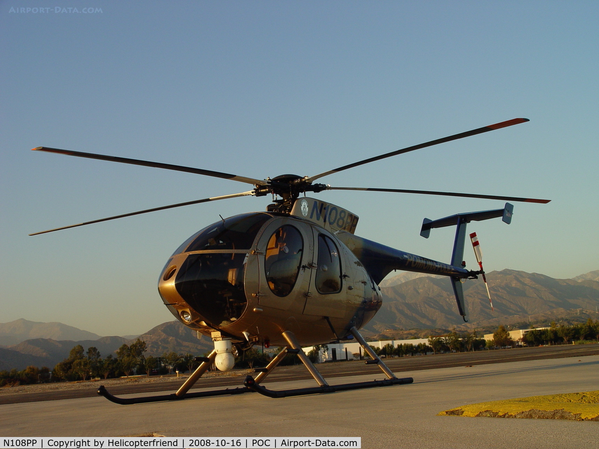 N108PP, 2008 MD Helicopters 369E C/N 0578E, Waiting during 100 hr inspection at Brackett PPD Pad