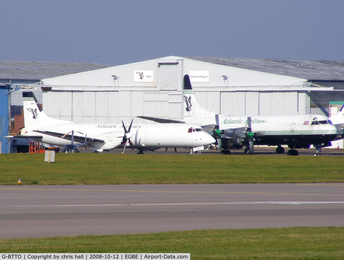 G-BTTO, 1990 British Aerospace ATP C/N 2033, alongside G-FIJR Lockheed L-188C Electra