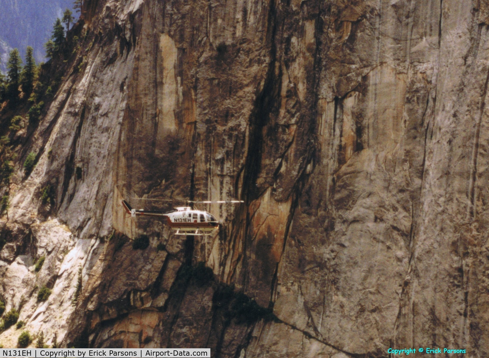 N131EH, 1982 MBB Bo-105S C/N S-595, Captured doing an Evac at Yosemite Falls Trail