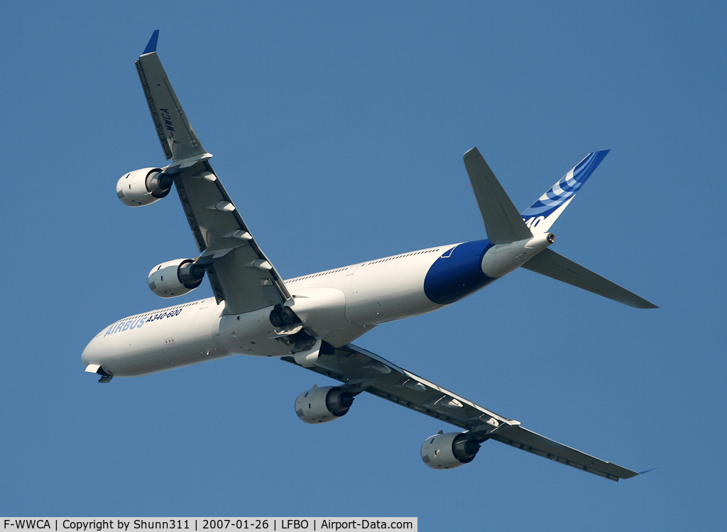 F-WWCA, 2001 Airbus A340-642 C/N 360, Turn right for a new test flight...