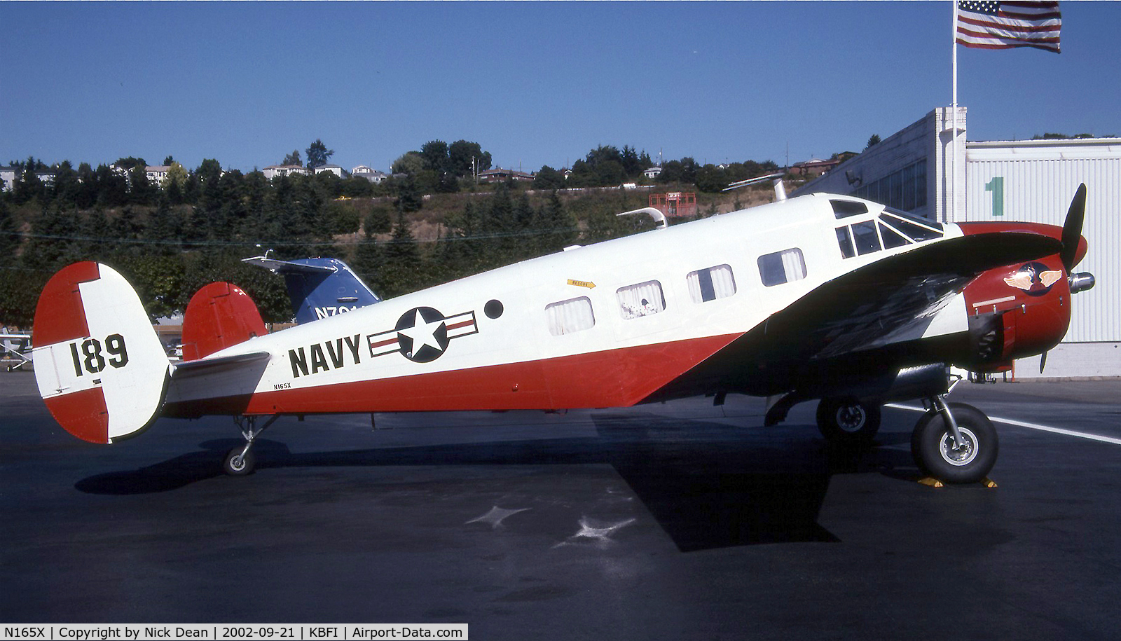 N165X, 1956 Beech E18S C/N BA-189, Scanned from a slide