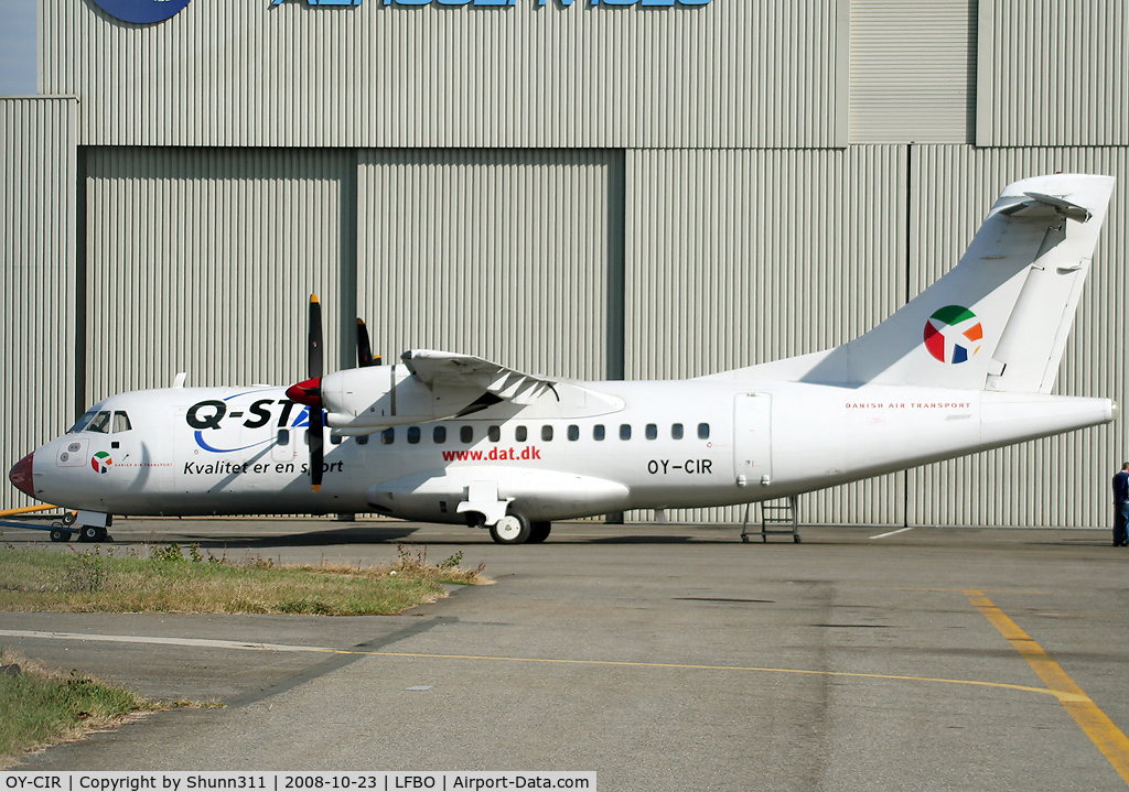 OY-CIR, 1988 ATR 42-312 C/N 107, Special markings for DAT aircraft... At Latecoere Aeroservices facility...