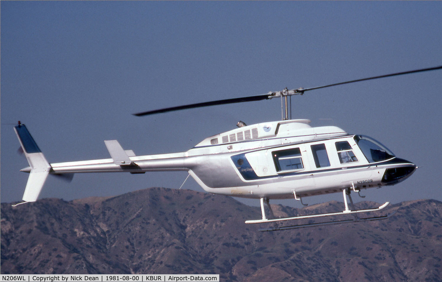 N206WL, 1980 Bell 206L-1 LongRanger II C/N 45513, Registered as N206WL now but in 1981 it was as depicted in the photo N3902B