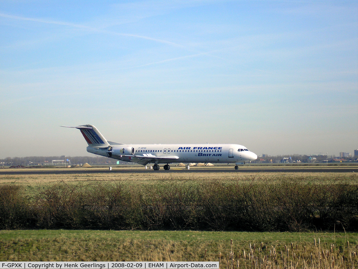 F-GPXK, 1991 Fokker 100 (F-28-0100) C/N 11329, Arrival at Schiphol, Air France - Brit Air