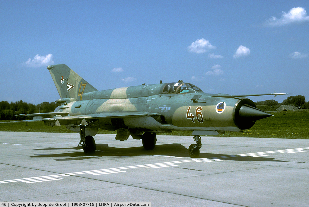 46, Mikoyan-Gurevich MiG-21bis C/N 75077805, After the fall of the Iron Curtain the Mig remained the main fighter of the Hungarian AF for a number of years.