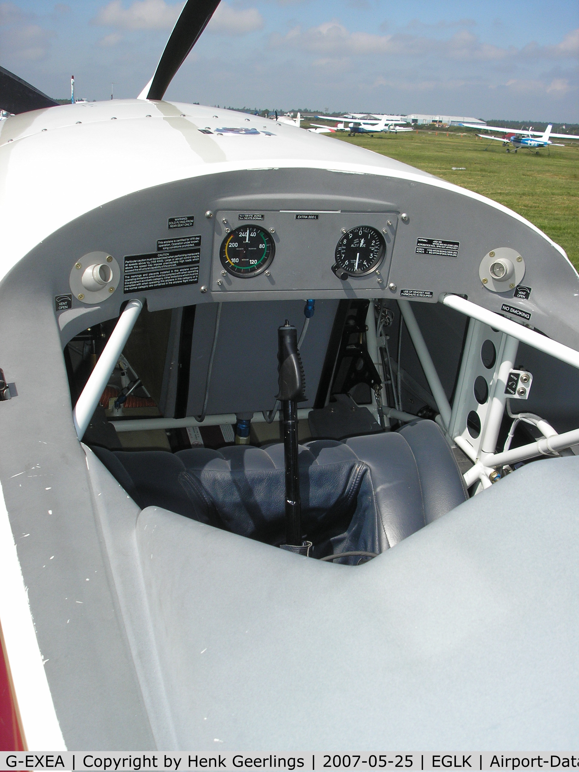 G-EXEA, 1999 Extra EA-300L C/N 082, Front cockpit seat of Extra