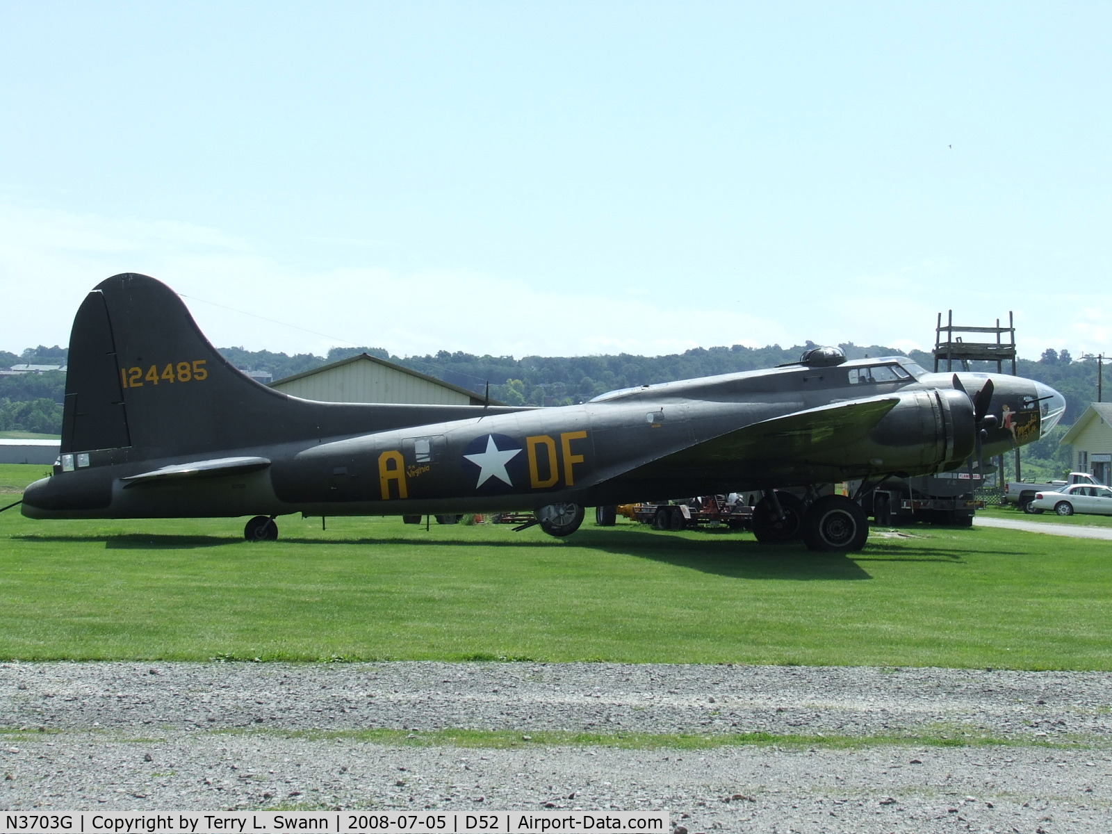 N3703G, 1945 Boeing B-17G Flying Fortress C/N 44-83546-A, Parked in Geneseo, NY.
