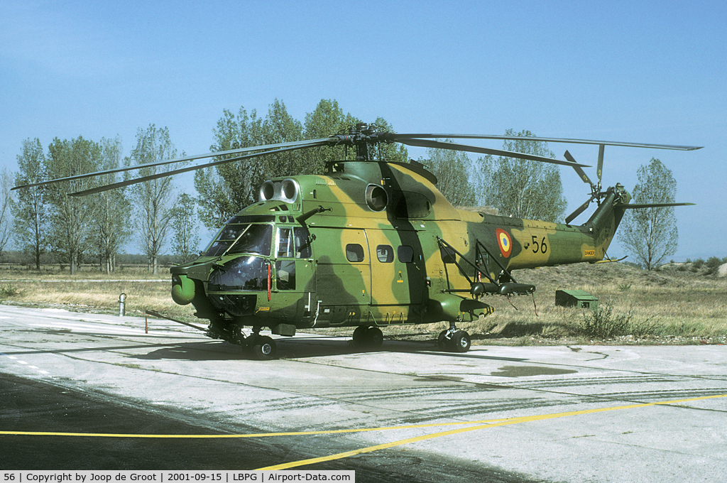 56, IAR IAR-330L Puma SOCAT C/N 73, The IAR-330 Socat is an armed version of the IAR-330 Puma. Developed by the Rumanians the helicopter is fitted with a nose mounted gun and hardpoints.