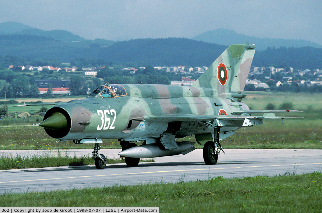 362, Mikoyan-Gurevich MiG-21Bis C/N 75094362, This bright coloured MiG-21 was a participant of the 1998 Co-operative Change exercise.
