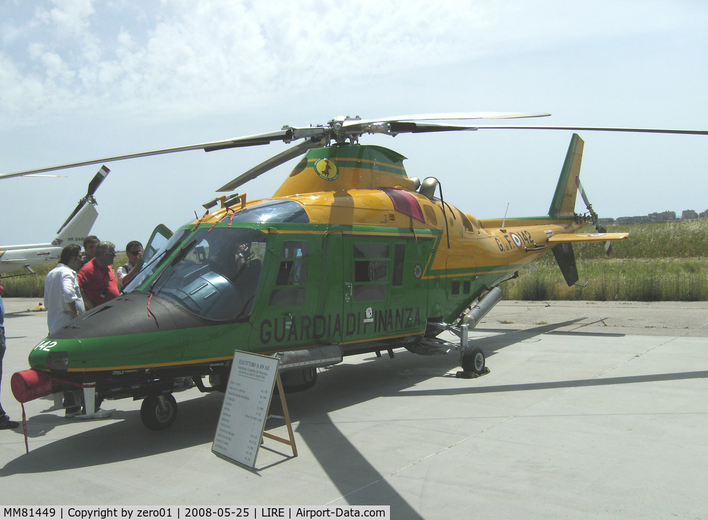 MM81449, Agusta A-109A-2 C/N 7450, MM81449/GF-142 A109A-2 (c/n 7450) of the Italian Customs dept at the Pratica Di Mare airshow in May 2008.