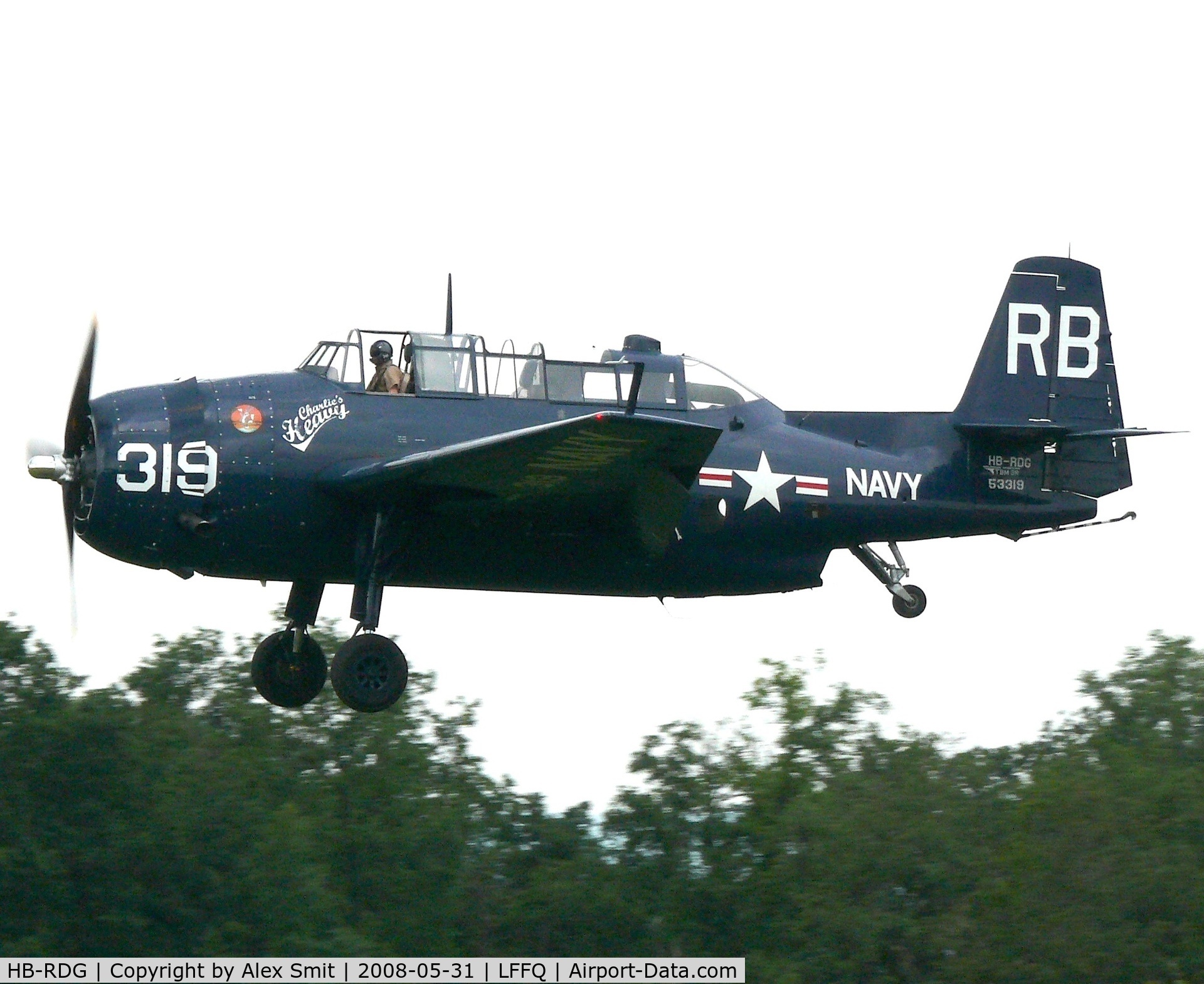 HB-RDG, 1945 Grumman TBM-3R Avenger C/N 3381, Grumman TBM-3R Avenger HB-RDG painted as US Navy 53319/RB319 Charlies Heavy
