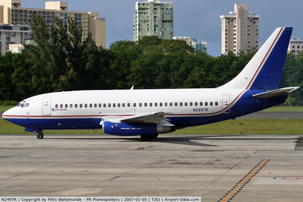 N249TR, 1981 Boeing 737-2K5 C/N 22598, Taxing to rnw 8 at SJU.