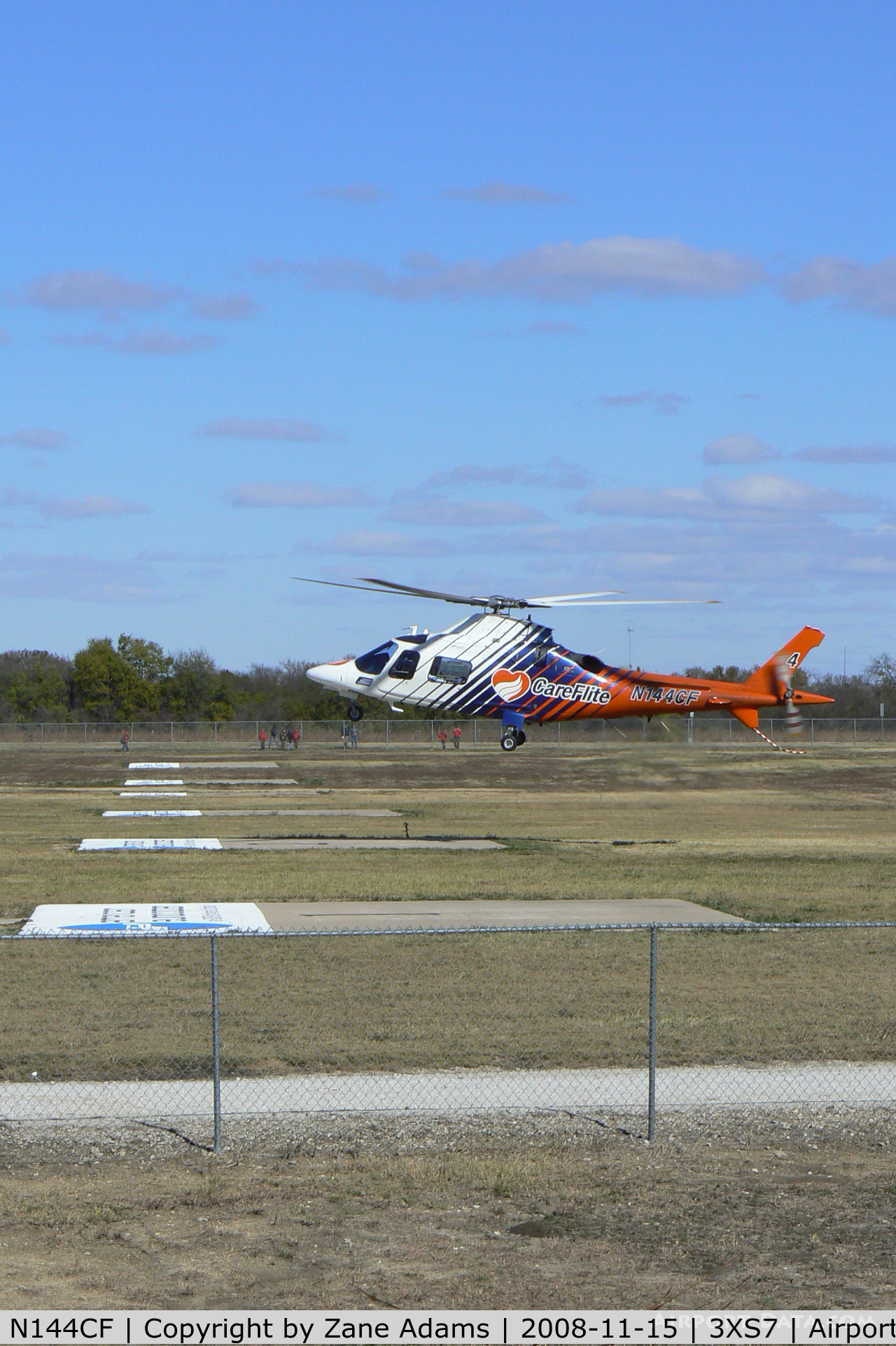 N144CF, 2002 Agusta A-109E C/N 11144, Texas Motor Speedway Heliport - CareFlite N144CF landing during the Boy Scout Camporee