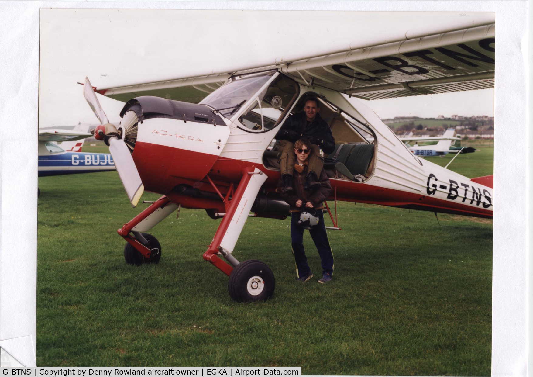 G-BTNS, 1990 PZL-Okecie PZL-104 Wilga 80 C/N CF20890883, Pilot Graham Hesketh with son