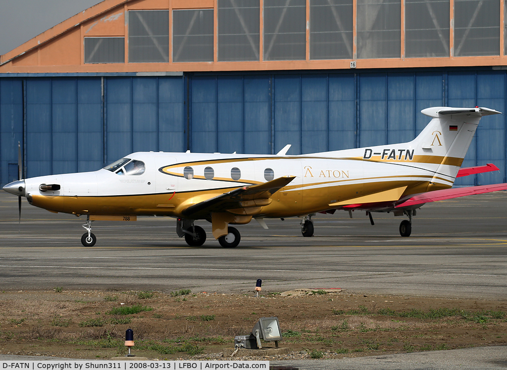 D-FATN, 2007 Pilatus PC-12/47 C/N 788, Arriving from flight and parked at the General Aviation area...