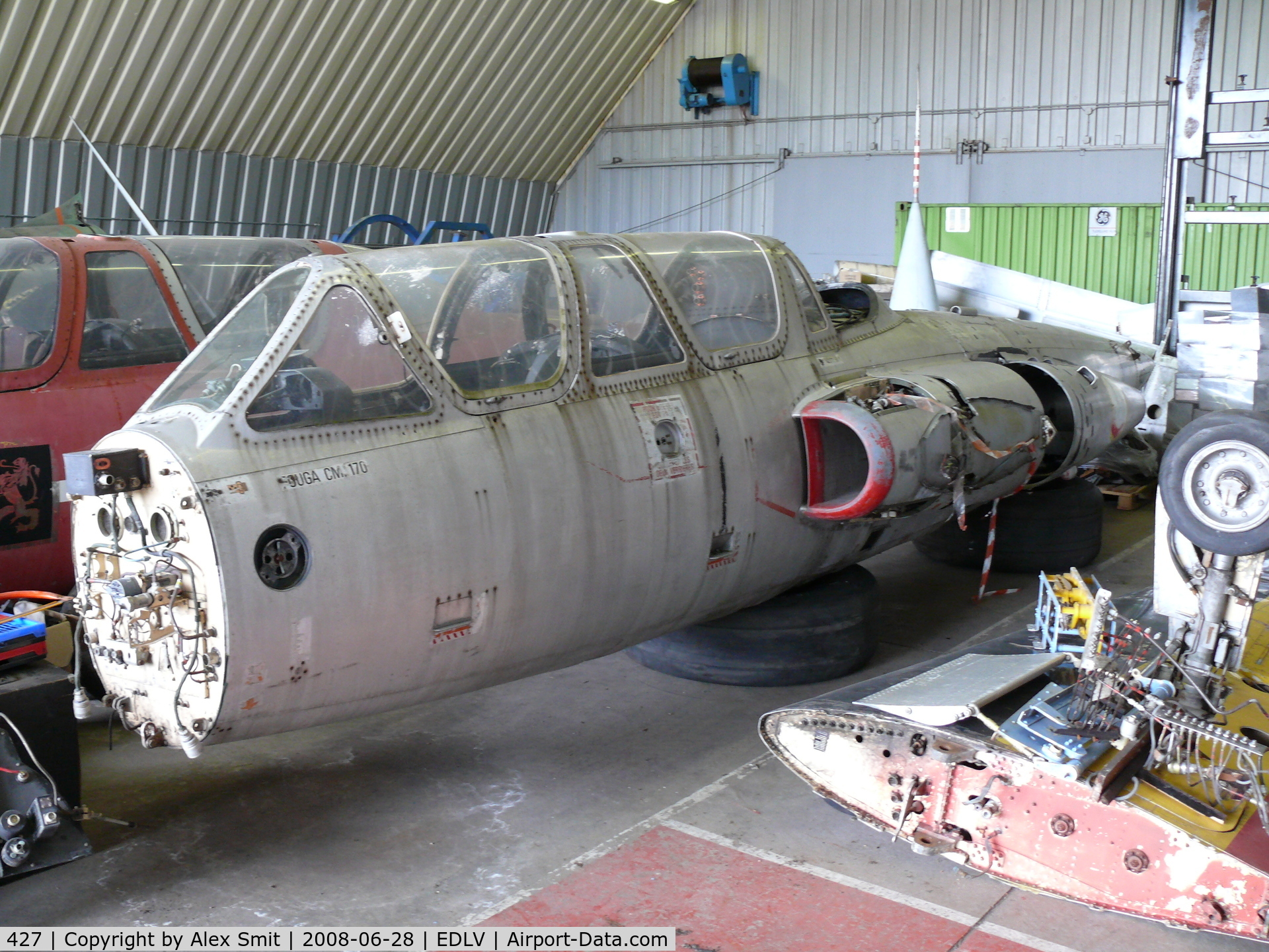 427, Fouga CM-170 Magister C/N 427, Fouga CM-170 Magister 427/4-WA ex French Air Force, the remainders are stored in a shelter at EDLV waiting for better times.