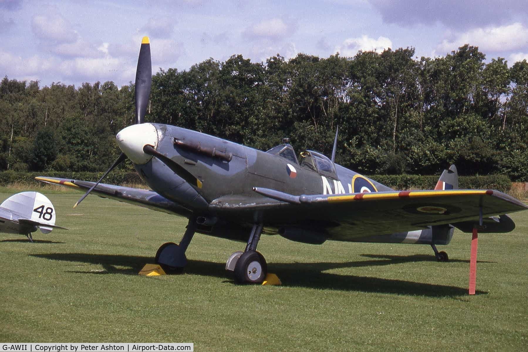 G-AWII, 1942 Supermarine 349 Spitfire LF.Vc C/N WASP/20/223, Old Warden, Bedfordshire, England. August 1993