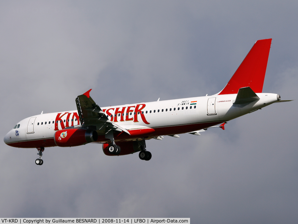 VT-KRD, 2009 Airbus A320-232 C/N 3621, Ex F-WWIK new A320 for Kingfisher.