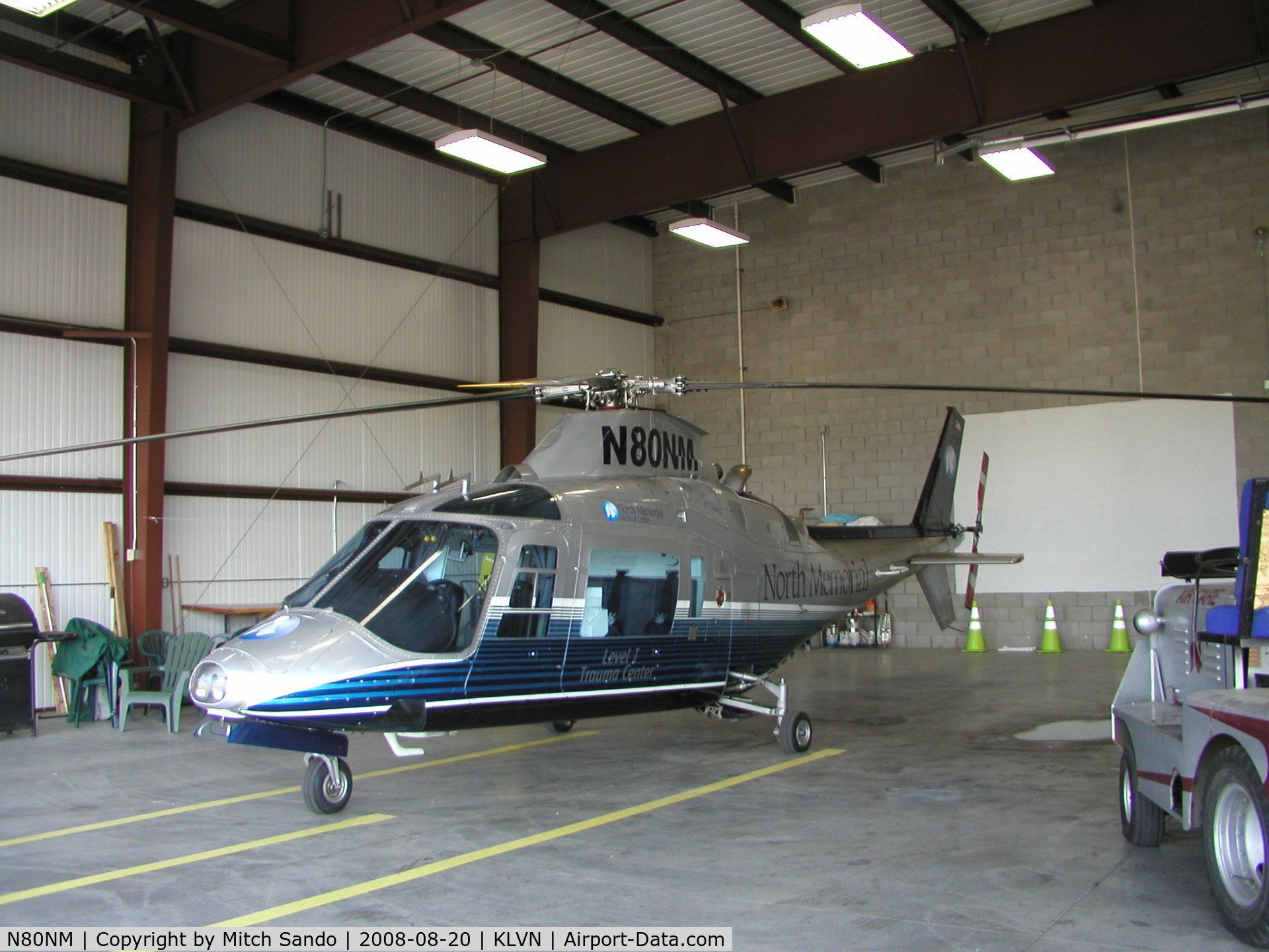 N80NM, 1985 Agusta A109A II C/N 7327, Parked inside the hangar.