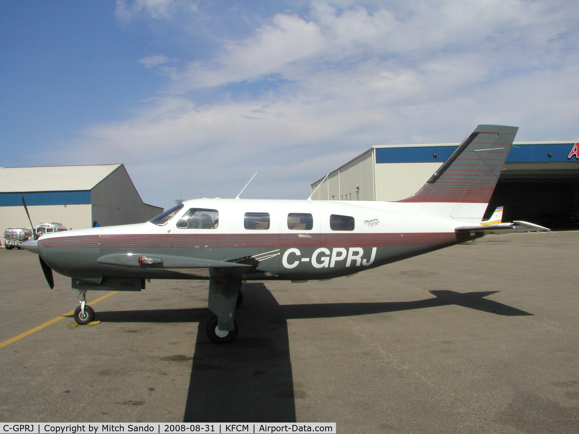 C-GPRJ, 1989 Piper PA-46-350P Malibu Mirage C/N 4622069, Parked on the ramp at ASI Jet Center.