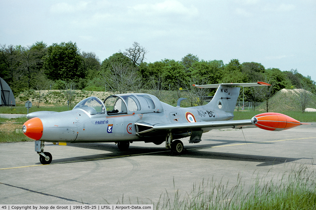 45, 1959 Morane-Saulnier MS.760 Paris C/N 45, This trainer was seen during the Toul Open House in 1991.
