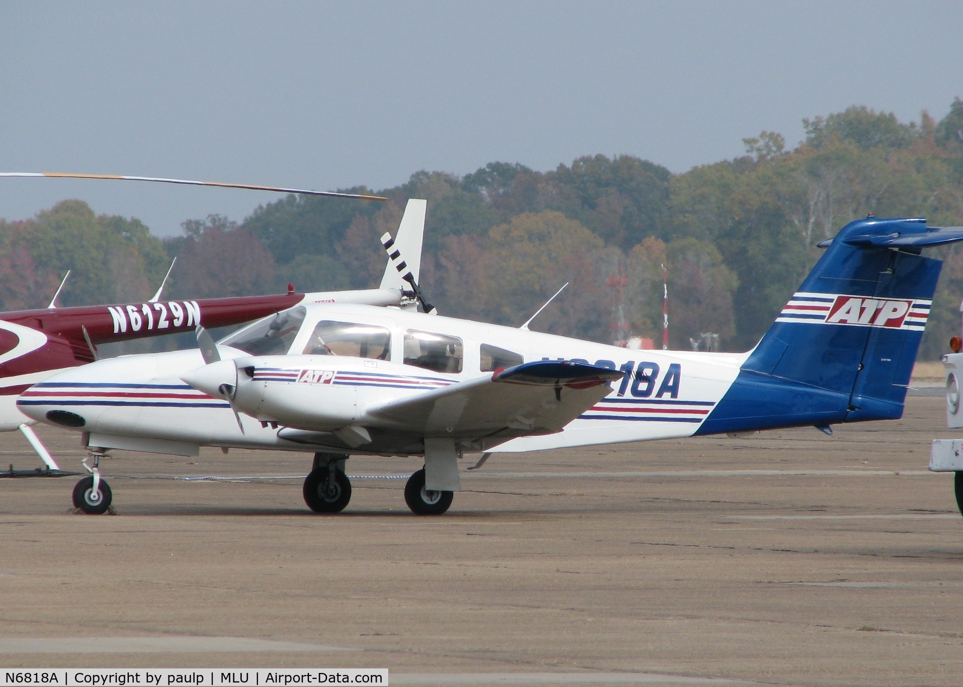 N6818A, 2008 Piper PA-44-180 Seminole C/N 4496263, Parked at the Monroe Louisiana airport.