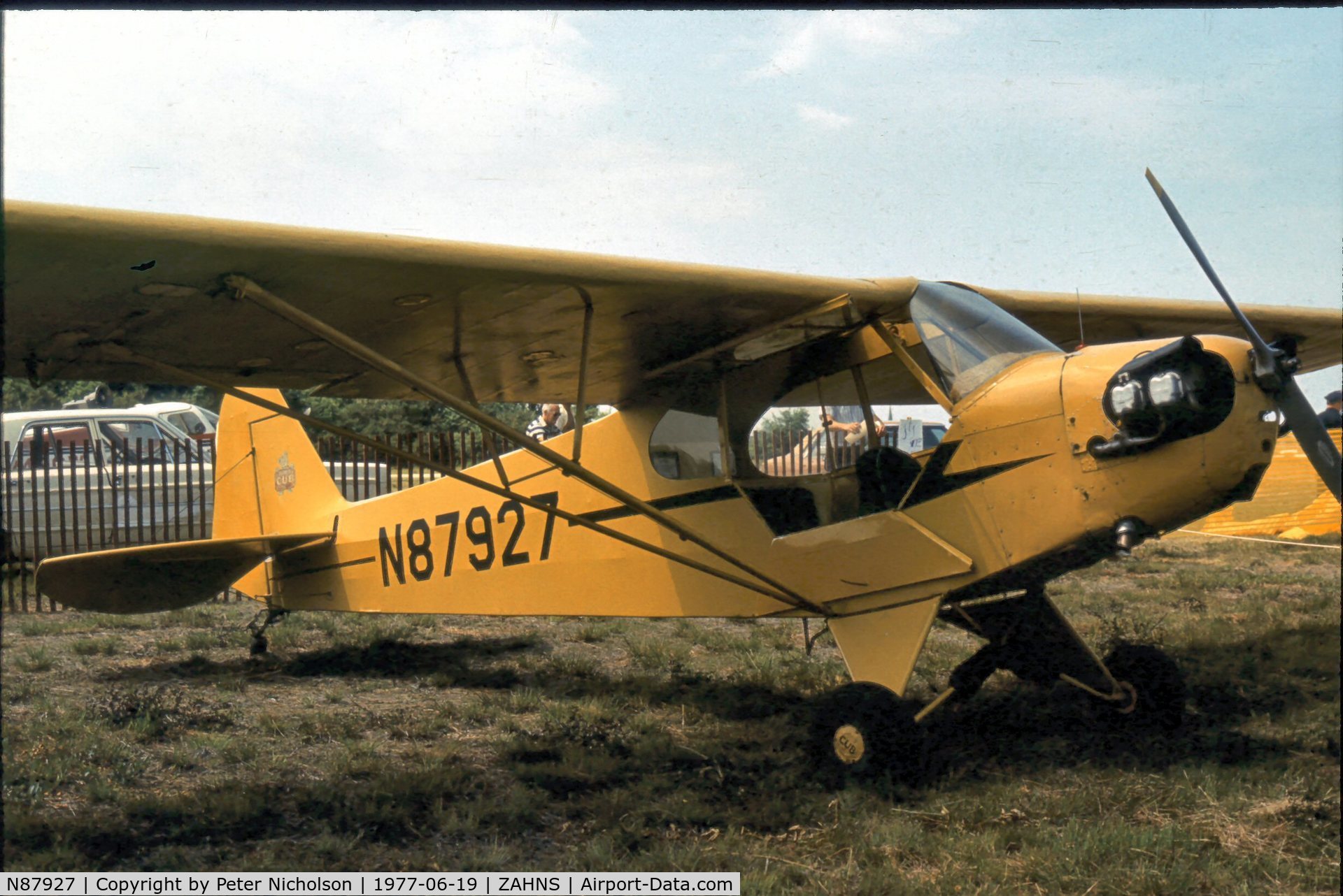 N87927, 1946 Piper J3C-65 Cub Cub C/N 15545, Seen at Zahns Airport, Amityville, NY in 1977 - airfield later closed in 1980. Good to see this Cub still active in 2008.