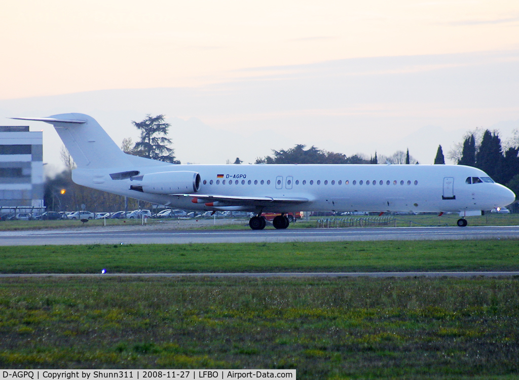 D-AGPQ, 1991 Fokker 100 (F-28-0100) C/N 11338, Ready for departure rwy 30R in all white c/s this time